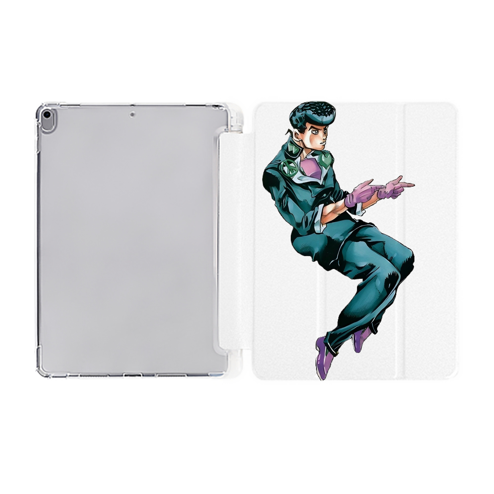 （画像用） ジョジョの奇妙な冒険 ひがしかた じょうすけ JoJo's Bizarre Adventure Higashikata Josuke IPad ケース ペン収納付き 三つ折りスタンド PUレザー×シリコン 対応機種9.5/10.5/10.9インチ